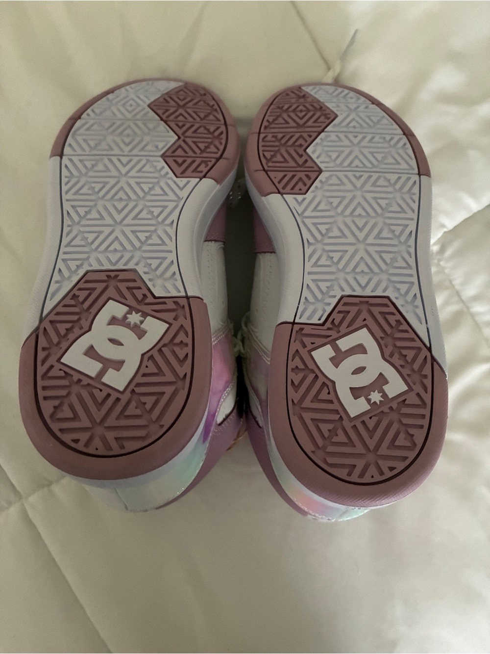 DC Pink and White High-Top Skate Shoes - Picture 3 of 8